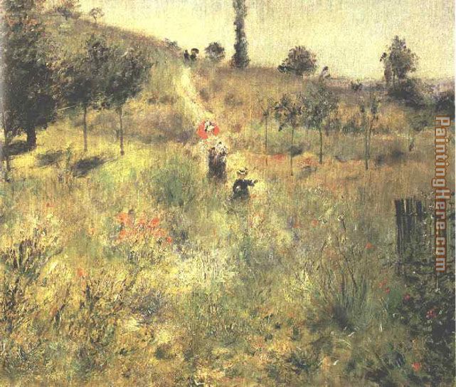 Path Climbing Through Long Grass painting - Pierre Auguste Renoir Path Climbing Through Long Grass art painting